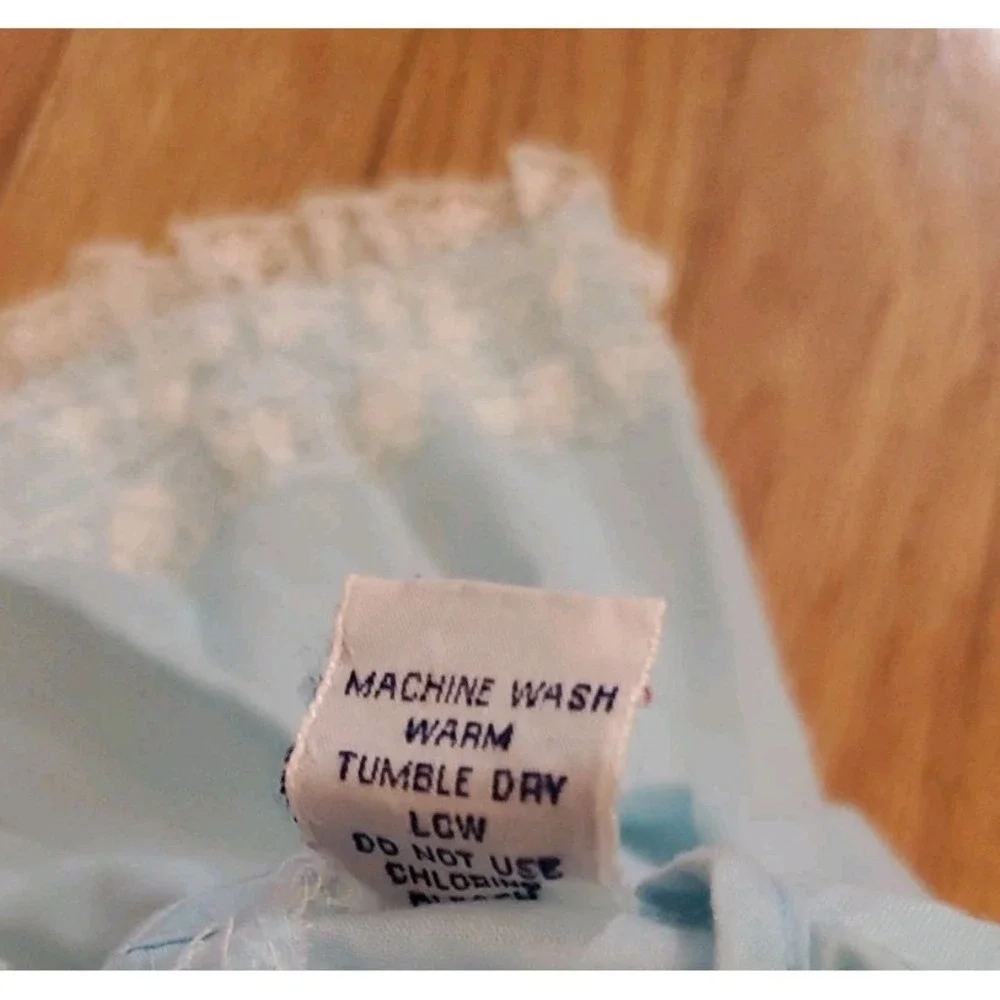 Vintage Baby Girl Dress 1-12 Months Blue Lace Trim